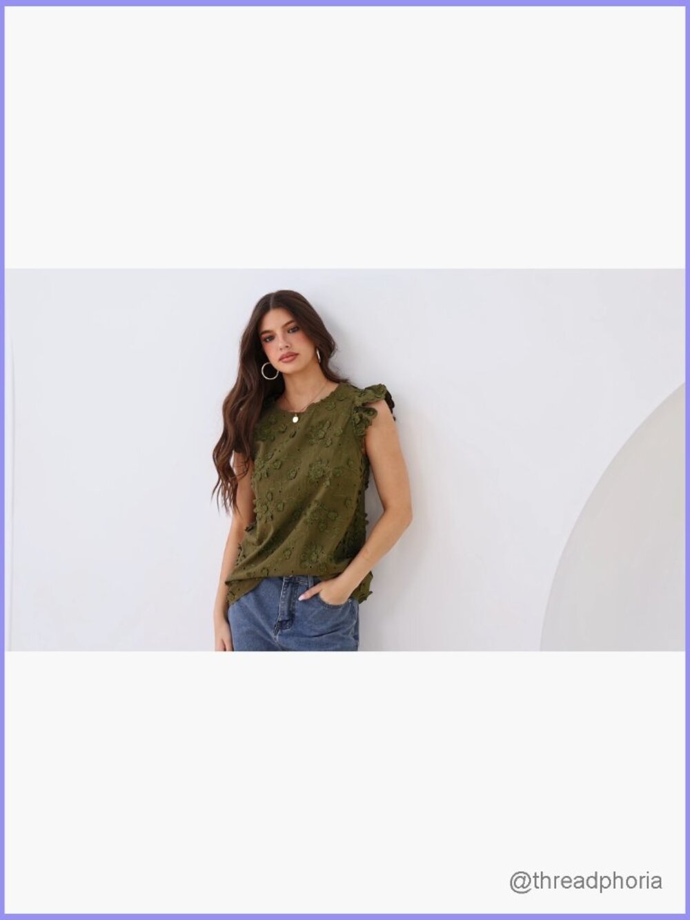 Women's Lace Ruffle Cap Sleeve Blouse Dressy Casual Boho Embroidered Top - Picture 7 of 7